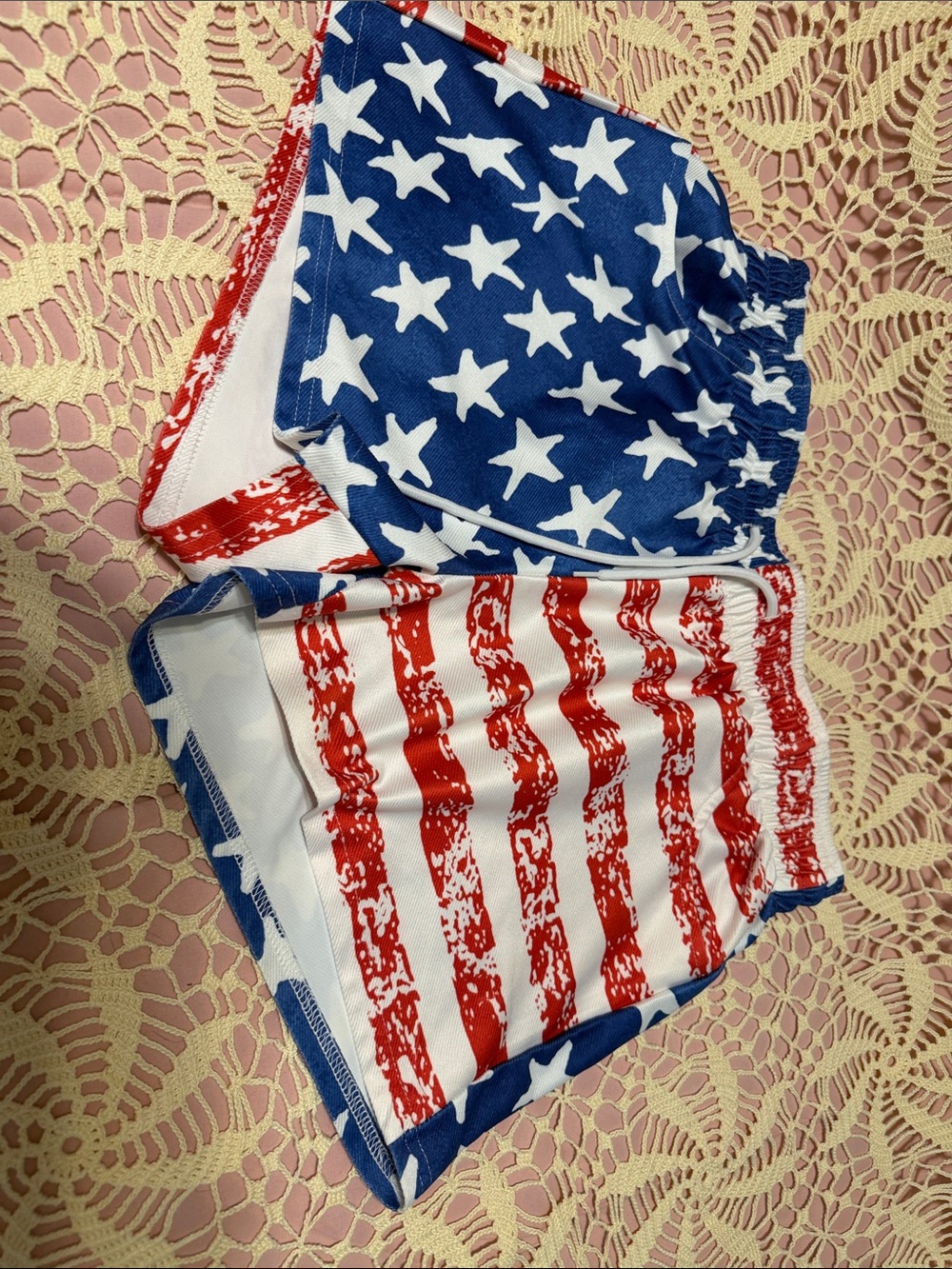 Women’s Patriotic Star & Stripe Athletic Shorts - Red, White, Blue